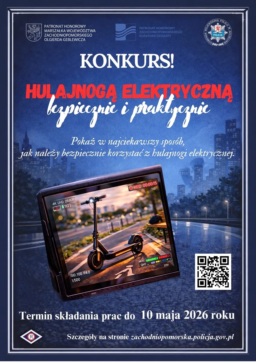 Konkurs „Hulajnogą elektryczną bezpiecznie i praktycznie” dla uczniów z zachodniopomorskiego