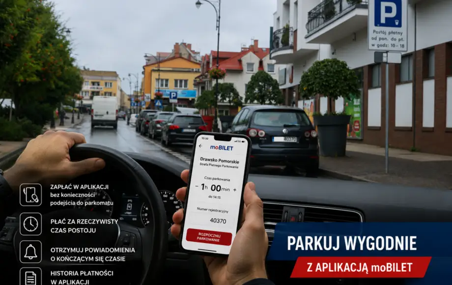 W Drawsku Pomorskim można już płacić za parkowanie telefonem dzięki aplikacji moBILET